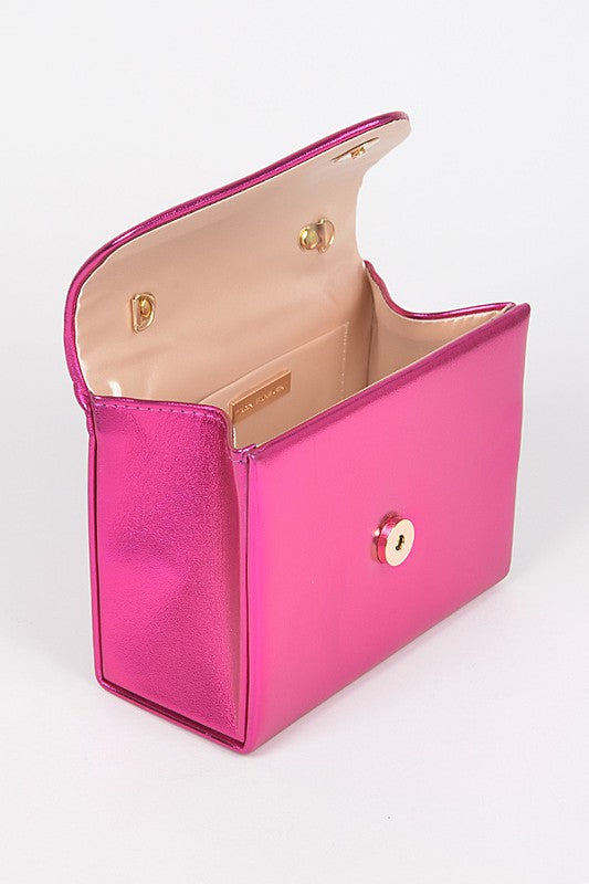 Metallic Top Handle Crossbody Swing Clutch - Body By J'ne