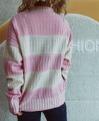 Contrast Round Neck Long Sleeve Sweater