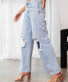 Distressed Wide Leg Jeans with Pockets