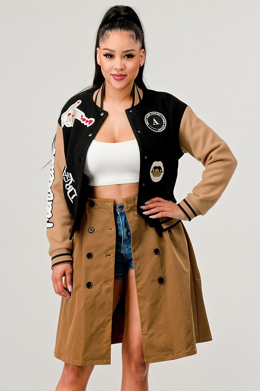 Black Queen letterman Jacket - Body By J'ne