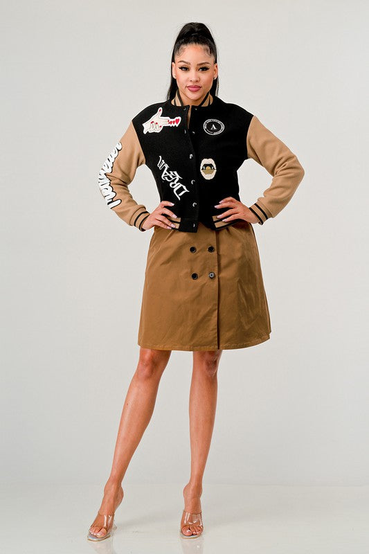 Black Queen letterman Jacket - Body By J'ne