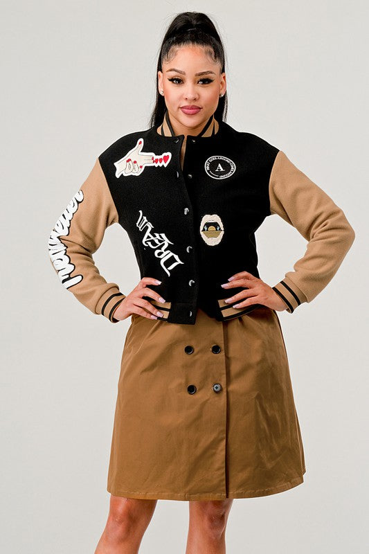 Black Queen letterman Jacket - Body By J'ne