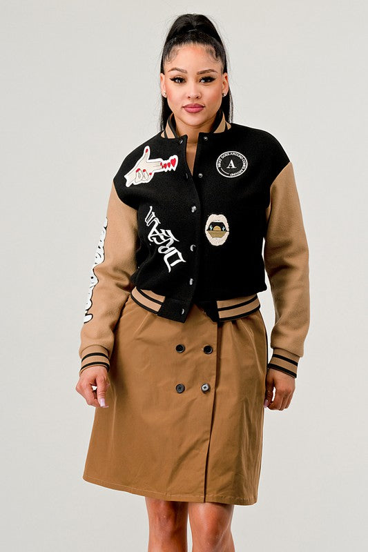 Black Queen letterman Jacket - Body By J'ne