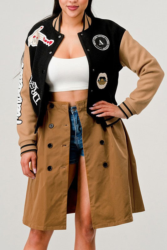 Black Queen letterman Jacket - Body By J'ne
