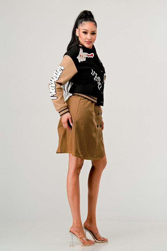 Black Queen letterman Jacket - Body By J'ne