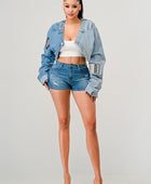 Denim Patched X-Contrast Top