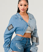 Denim Patched X-Contrast Top