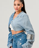 Denim Patched X-Contrast Top