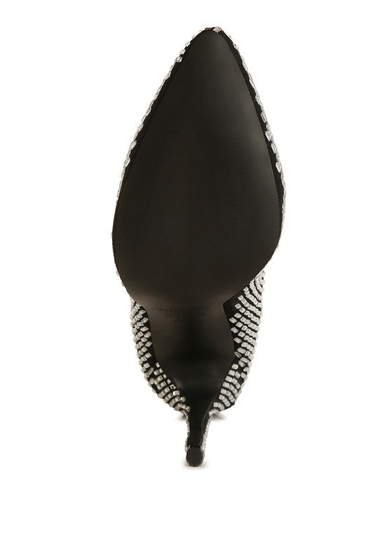 Fortunate Rhinestones Embellished Mesh Boots - Body By J'ne