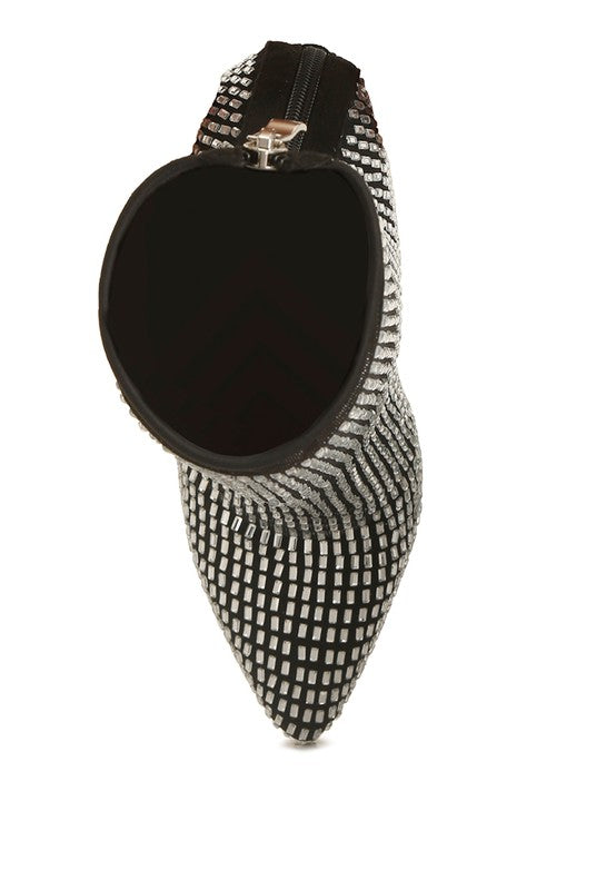 Fortunate Rhinestones Embellished Mesh Boots - Body By J'ne