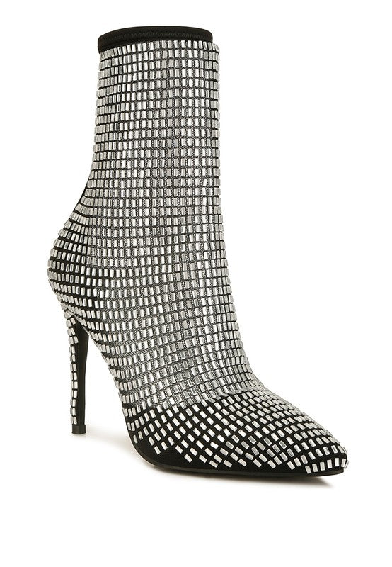 Fortunate Rhinestones Embellished Mesh Boots - Body By J'ne