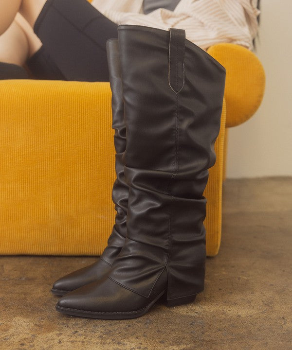 Thea - Botas vaqueras con aberturas y pliegues