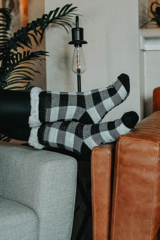 Plaid Fleece Slipper Socks