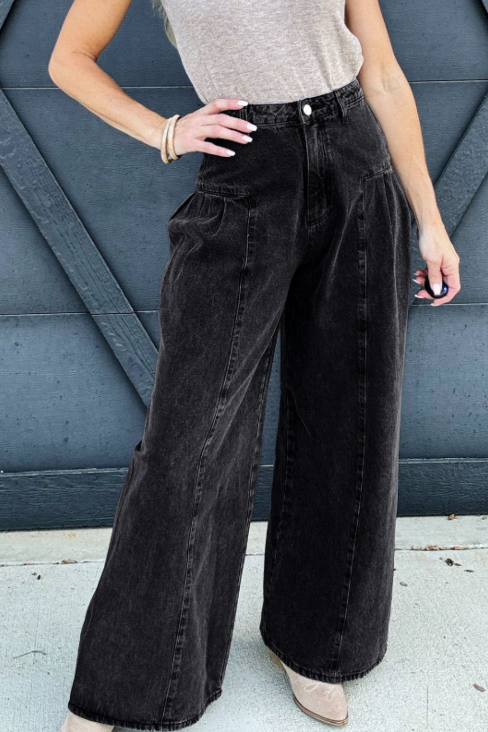 High Rise Wide Leg Jeans with Pockets - Body By J'ne