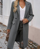 Devine Pocketed Collared Neck Long Sleeve Coat