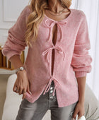 Devine Tied Round Neck Dropped Shoulder Cardigan