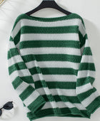 Striped Dropped Shoulder Long Sleeve Sweater