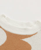 Contrast Flower Mock Neck Long Sleeve Sweater