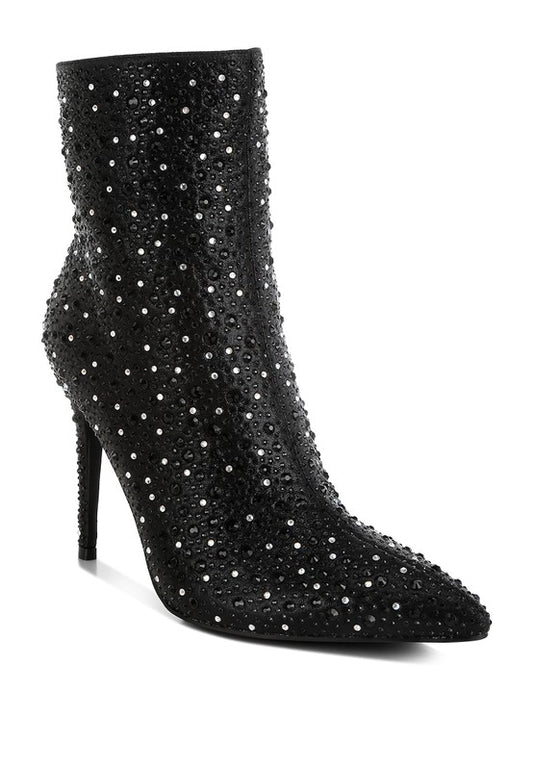 Lobelia Rhinestones Embellished Stiletto Boots - Body By J'ne