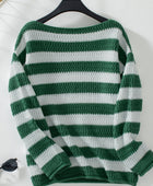 Striped Dropped Shoulder Long Sleeve Sweater