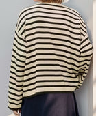 Perfee Striped Round Neck Long Sleeve Knit Top