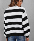 Striped Button Up Long Sleeve Sweater