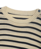 Perfee Striped Round Neck Long Sleeve Knit Top