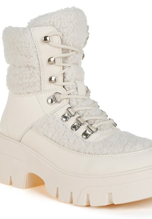 Wellerman Faux Fur Detail Chunky Hiker Boots - Body By J'ne
