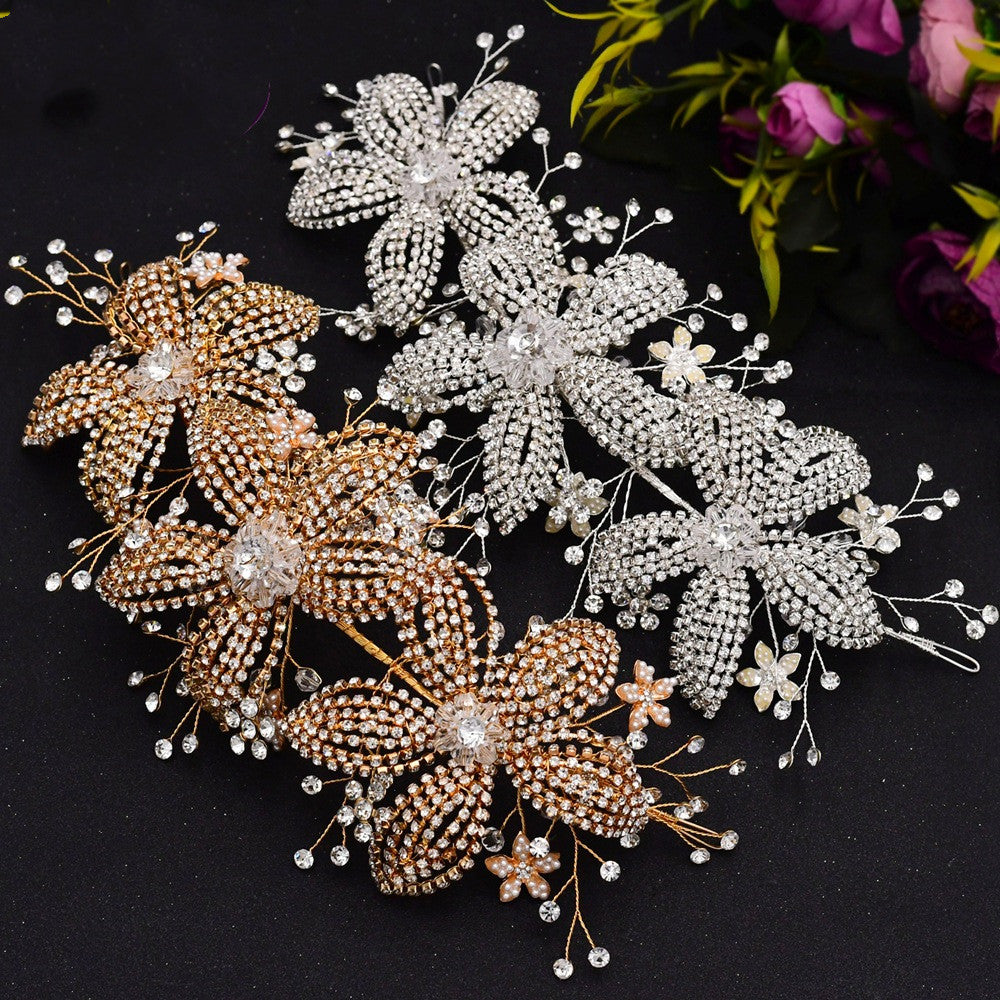 Flower Rhinestone Hair Accessories Bridal Wedding Hair Band - Body By J'ne