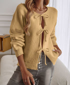 Devine Tied Round Neck Dropped Shoulder Cardigan