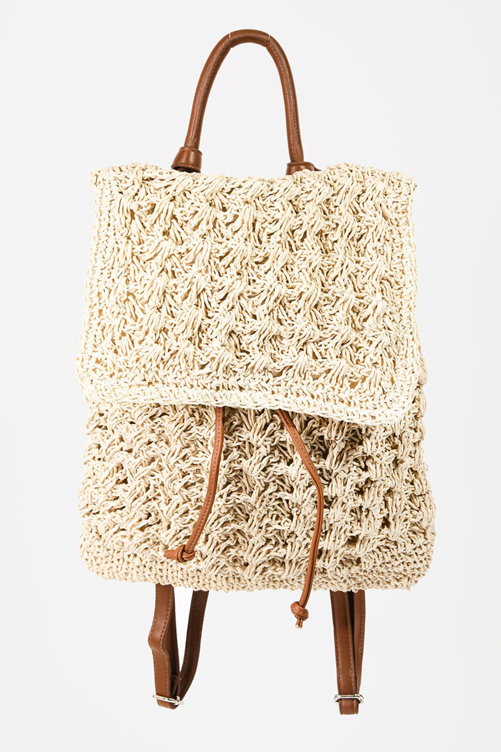 Fame Straw Braided Faux Leather Strap Backpack Bag - Body By J'ne