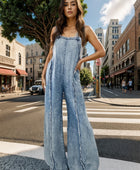 Adjustable Strap Wide Leg Denim Overalls - Body By J'ne