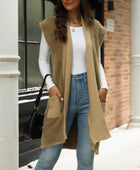 Pocketed Open Front Cap Sleeve Cardigan