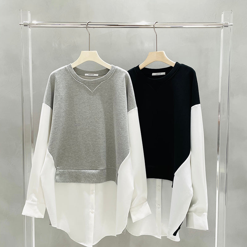 Loose Two-piece Sweater Stitching Shirt Top - Body By J'ne