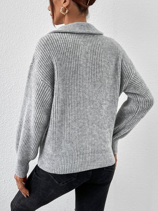 Honey Half Zip Dropped Shoulder Sweater - Body By J'ne