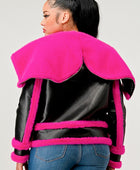 Pink Faux Fur Aviator Jacket