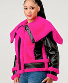 Pink Faux Fur Aviator Jacket