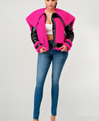 Pink Faux Fur Aviator Jacket