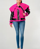 Pink Faux Fur Aviator Jacket