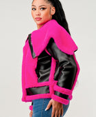 Pink Faux Fur Aviator Jacket