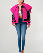 Pink Faux Fur Aviator Jacket