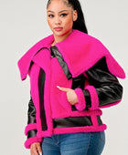 Pink Faux Fur Aviator Jacket