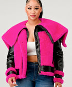 Pink Faux Fur Aviator Jacket