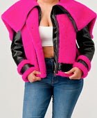 Pink Faux Fur Aviator Jacket