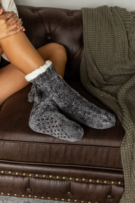 The Meredith - Cozy Fleece lined Pom Socks - Body By J'ne