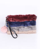 Faux Fur Convertible Wristlet Crossbody Swing Bag