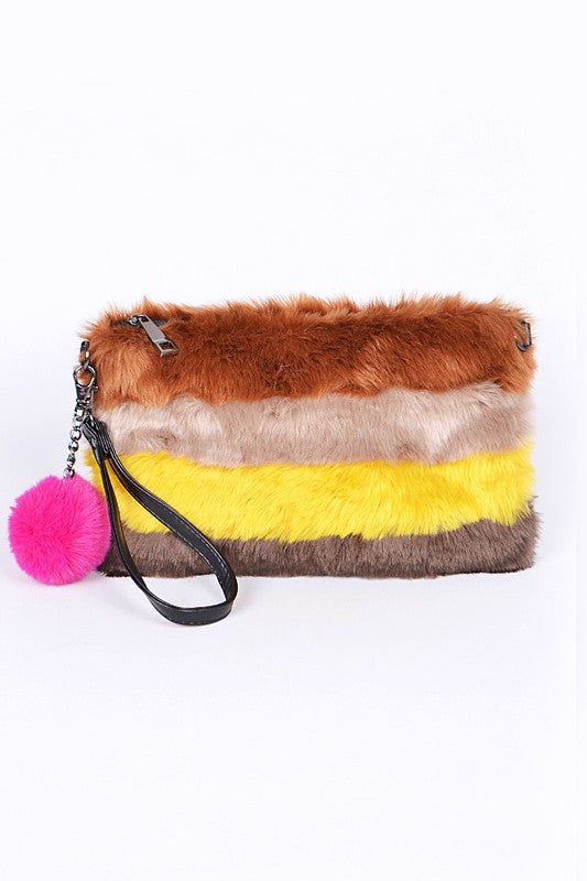 Faux Fur Convertible Wristlet Crossbody Swing Bag - Body By J'ne