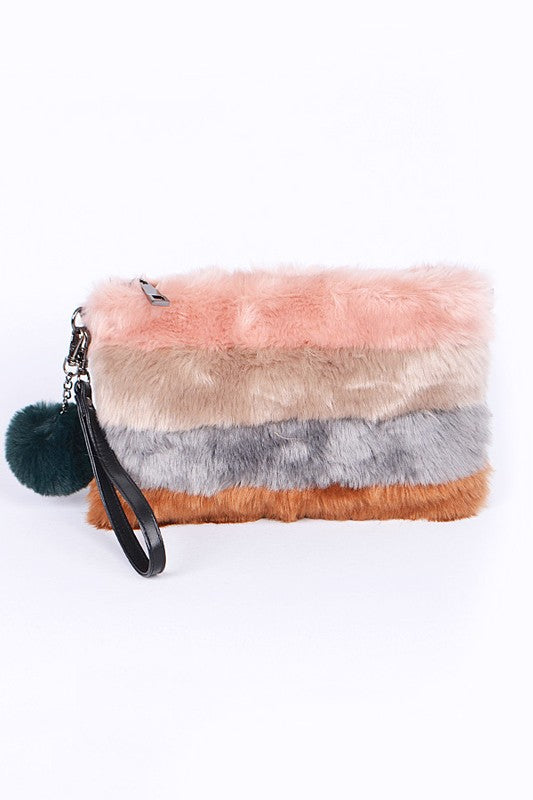 Faux Fur Convertible Wristlet Crossbody Swing Bag - Body By J'ne