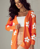 Flower Open Front Long Sleeve Cardigan