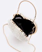 Faux Pearl Iconic Heart Shape Box Clutch